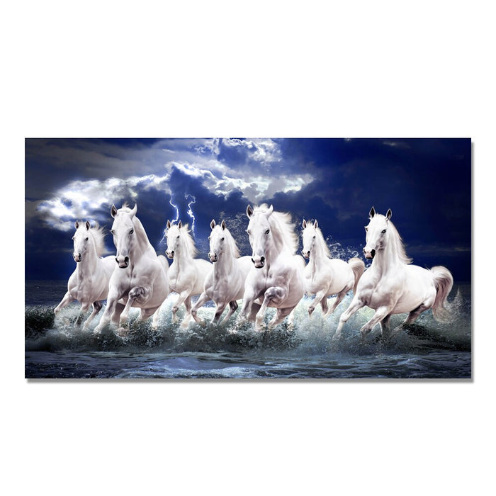 Buy Art Prints: 7 White Running Horses