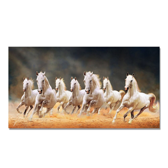 Buy Art Prints: 7 White Running Horses