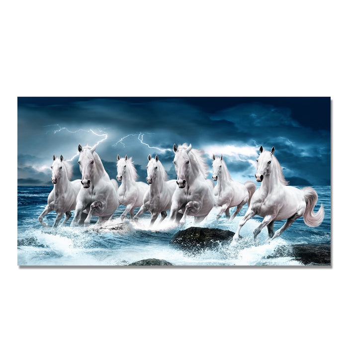 Buy Art Prints: 7 White Running Horses