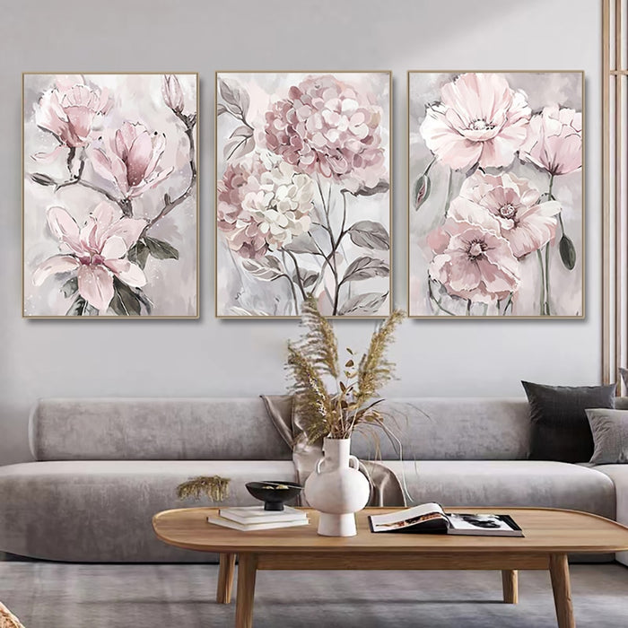 Buy Art Prints: 3PCS Abstract Pink Flower Posters Still Life