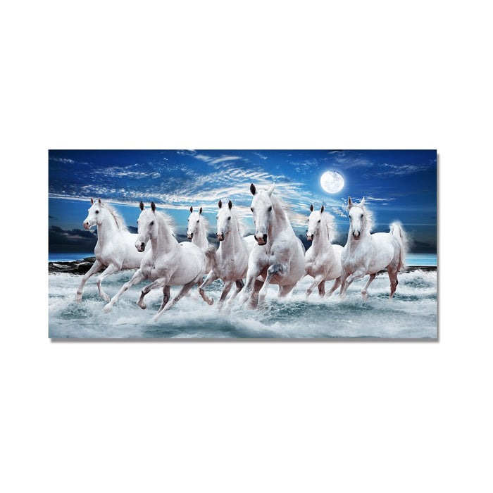 Buy Art Prints: 7 White Running Horses