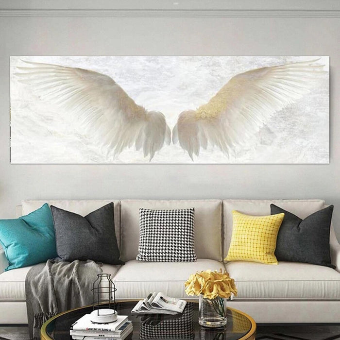 Buy Art Prints: Nordic Decorative White Angel Wings Vintage Wall Art