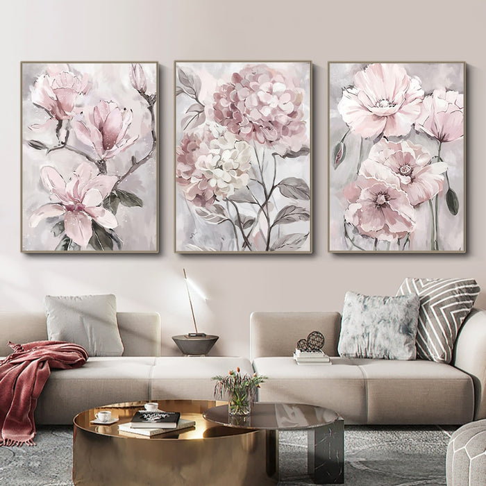 Buy Art Prints: 3PCS Abstract Pink Flower Posters Still Life