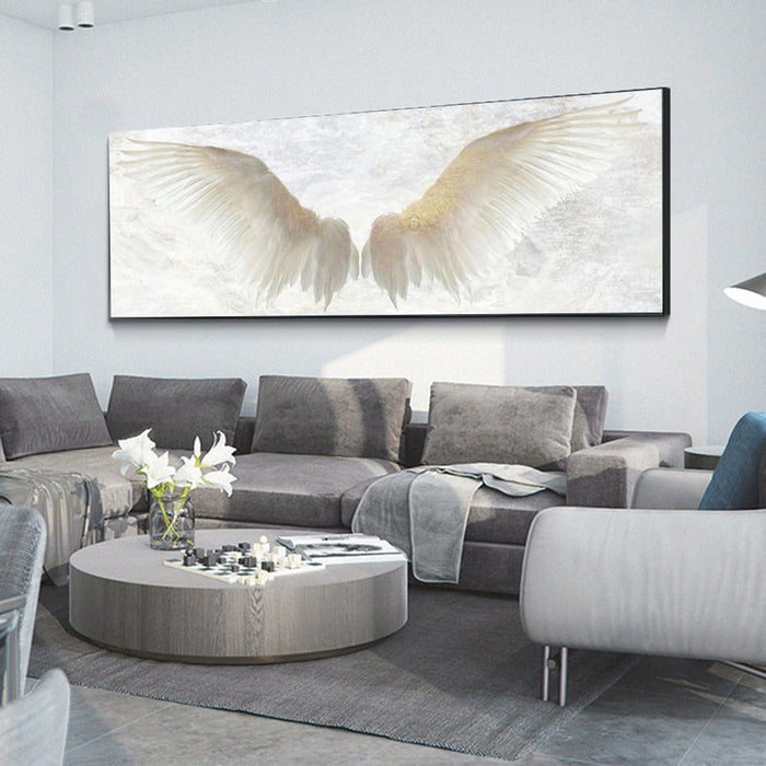 Buy Art Prints: Nordic Decorative White Angel Wings Vintage Wall Art